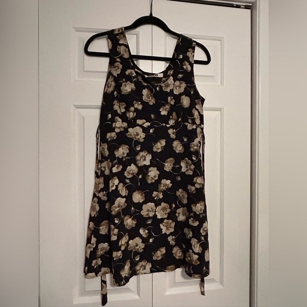 Vintage 90s Hana Empire Waist Floral Tie-Back Dress - Picture 3 of 8